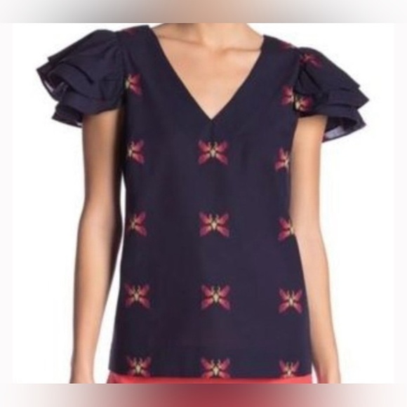 Trina Turk Butterfly Embroidered Top - Picture 1 of 6